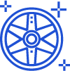 Icono de rueda en movimiento